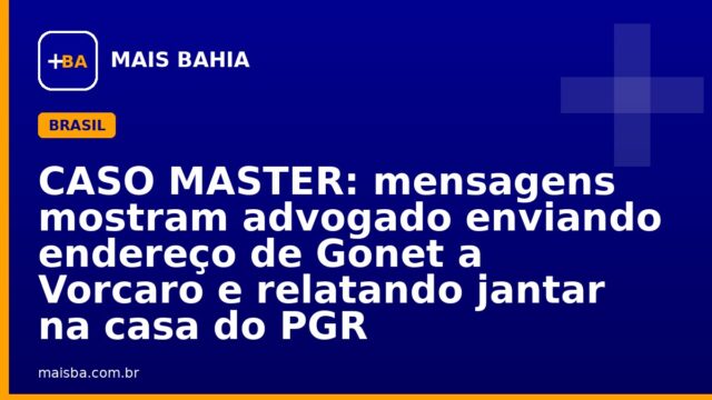 CASO MASTER: mensagens mostram advogado enviando endereço de Gonet a Vorcaro e relatando jantar na casa do PGR