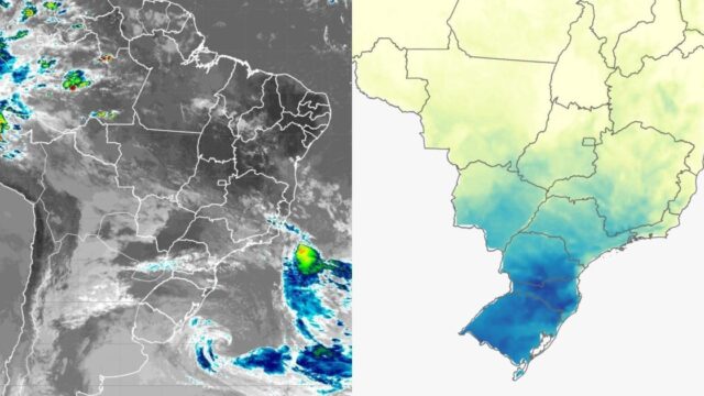 Ciclone extratropical traz frente fria e risco de geada ao Sul do Brasil neste domingo e na segunda
