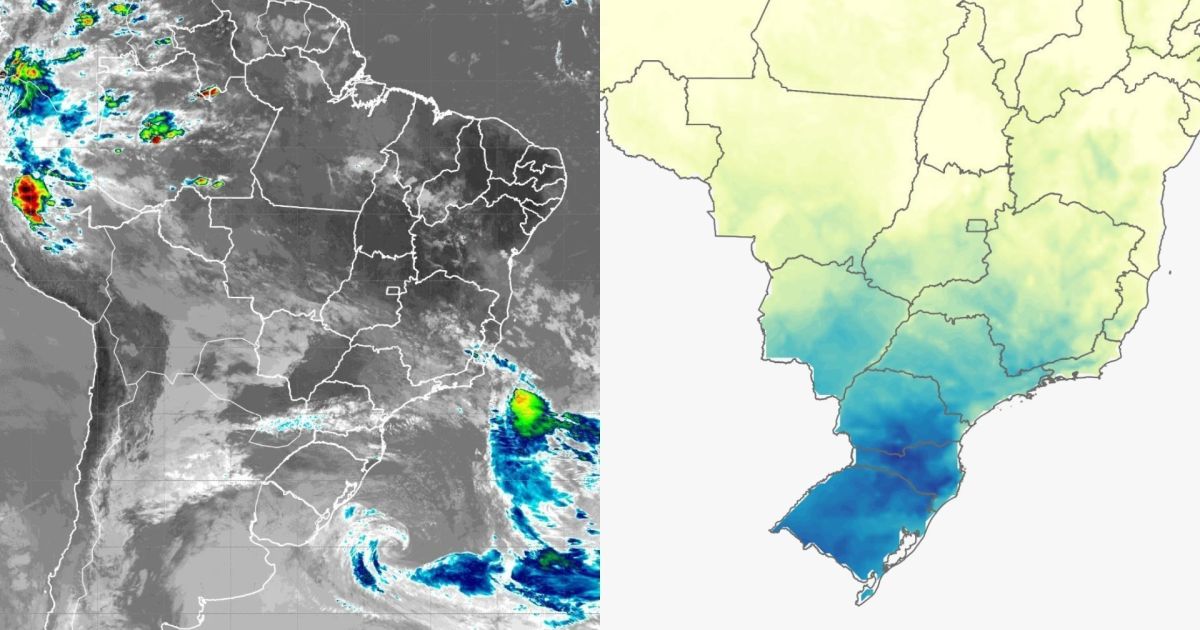 Ciclone extratropical traz frente fria e risco de geada ao Sul do Brasil neste domingo e na segunda