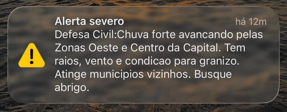 Defesa Civil emite alerta severo de chuva forte para zonas Oeste e Central de São Paulo