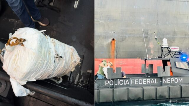DROGA: Operação das polícias Federal e Militar localiza carga escondida em navio na Baía de Todos-os-Santos