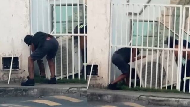 FLAGRANTE: trio invade loja e leva ar-condicionado em Stella Maris, em Salvador