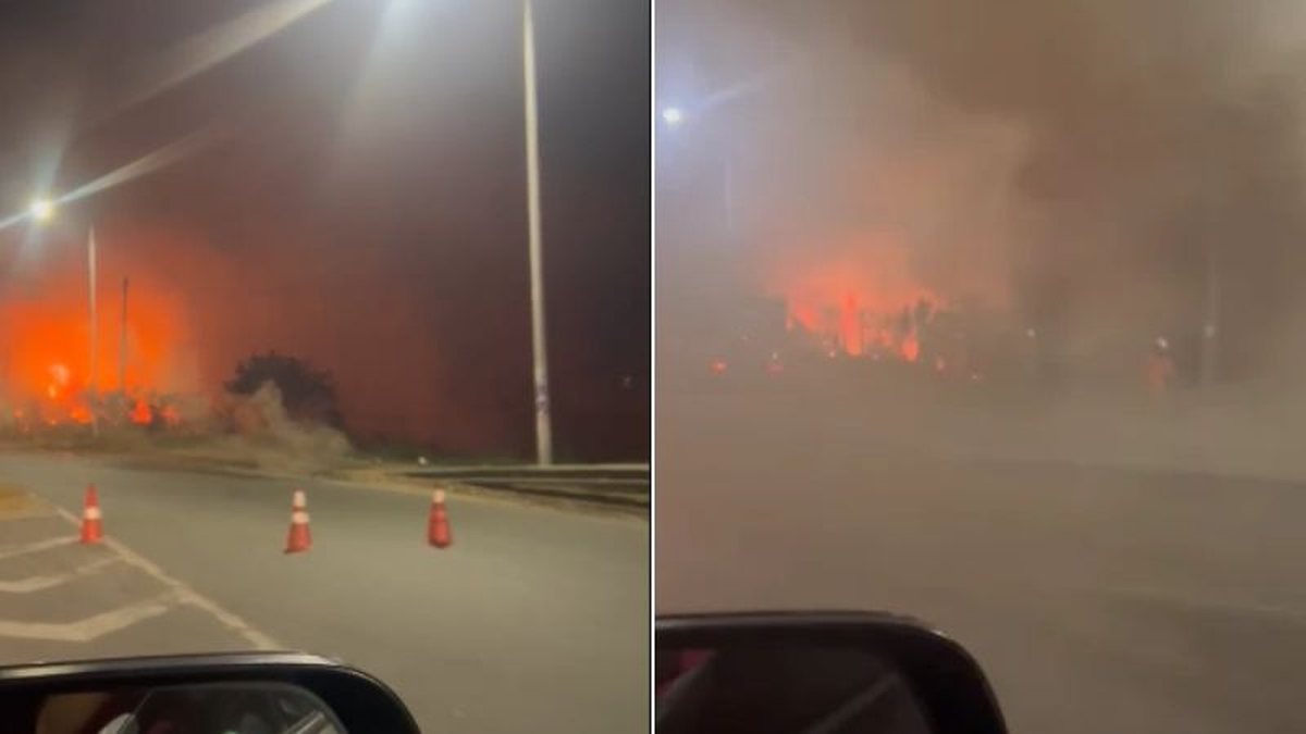 Incêndio atinge área de vegetação perto da entrada de Águas Claras, em Salvador