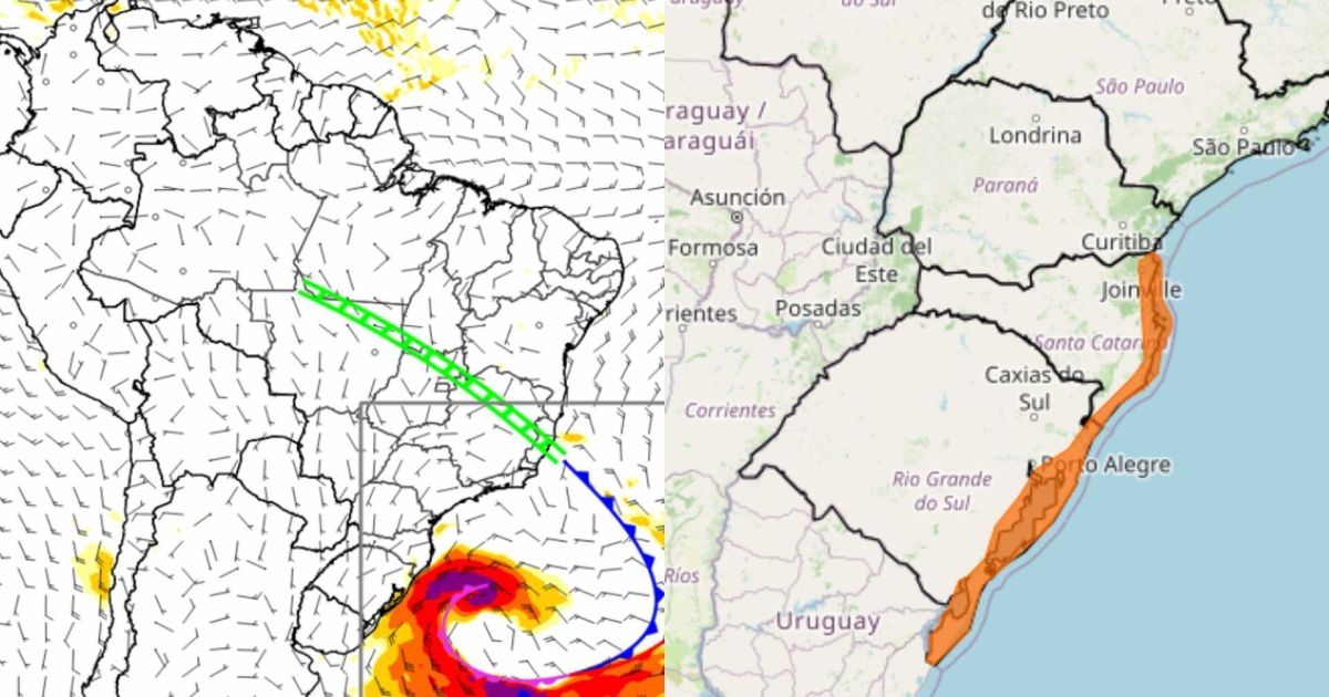Inmet alerta para ciclone extratropical e ventos costeiros no Sul do país neste fim de semana