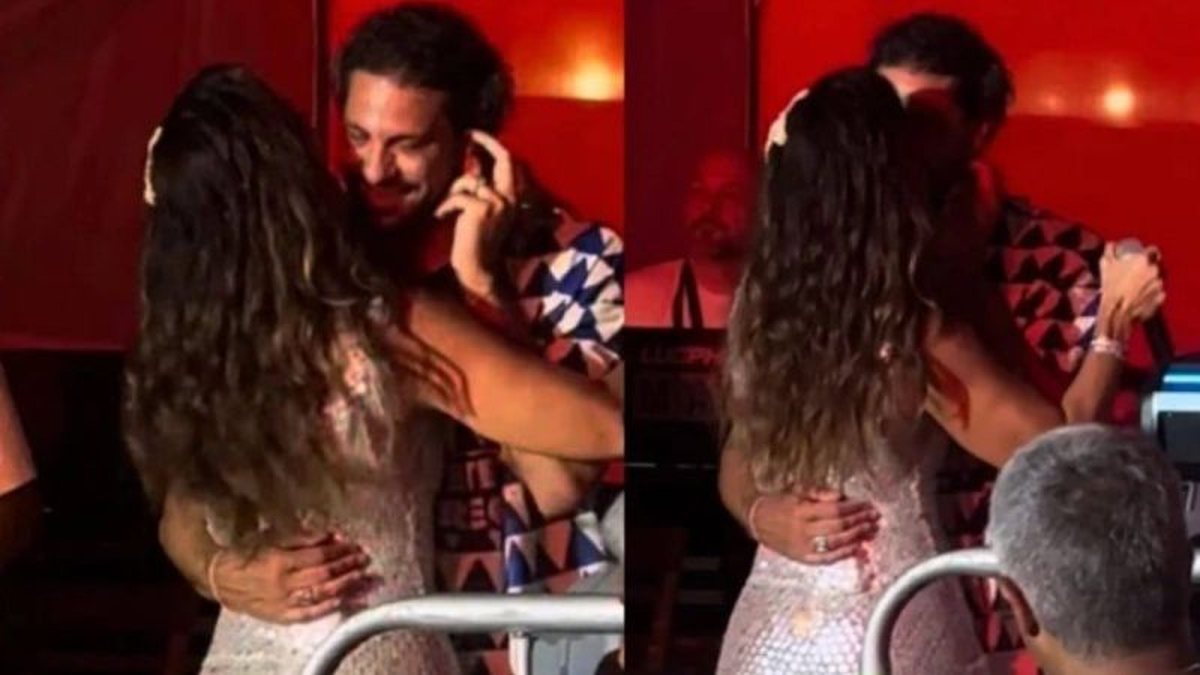 Ivete Sangalo beija o namorado, Tiago Maia, durante show da turnê Clareou em Fortaleza