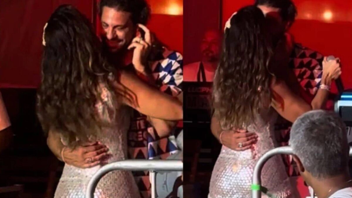 Ivete Sangalo troca beijos com o namorado, Tiago Maia, durante show do Clareou em Fortaleza