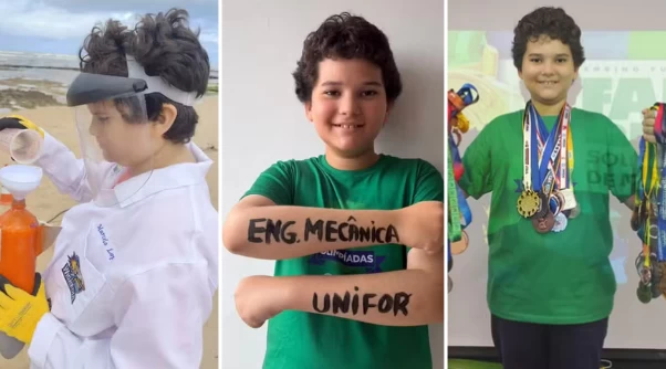 Menino de Camaçari de 10 anos é aprovado em 3º lugar em Engenharia Mecânica na Unifor