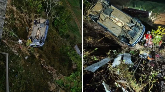 SUSTO: homem fica preso às ferragens após carro com paredão capotar em Jaguaquara