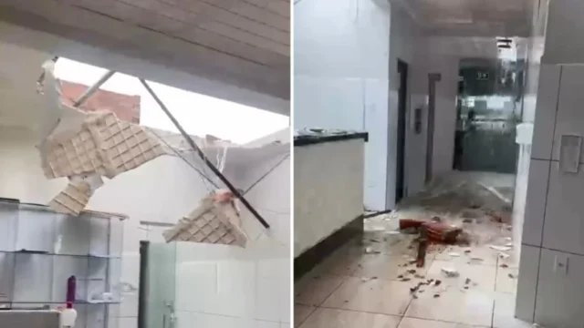 TEMPORAL: ventania arranca parte do teto do único hospital de Jussiape, na Chapada Diamantina