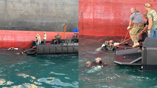 TRÁFICO: PF e PM localizam droga escondida em navio com destino à Europa na Baía de Todos-os-Santos